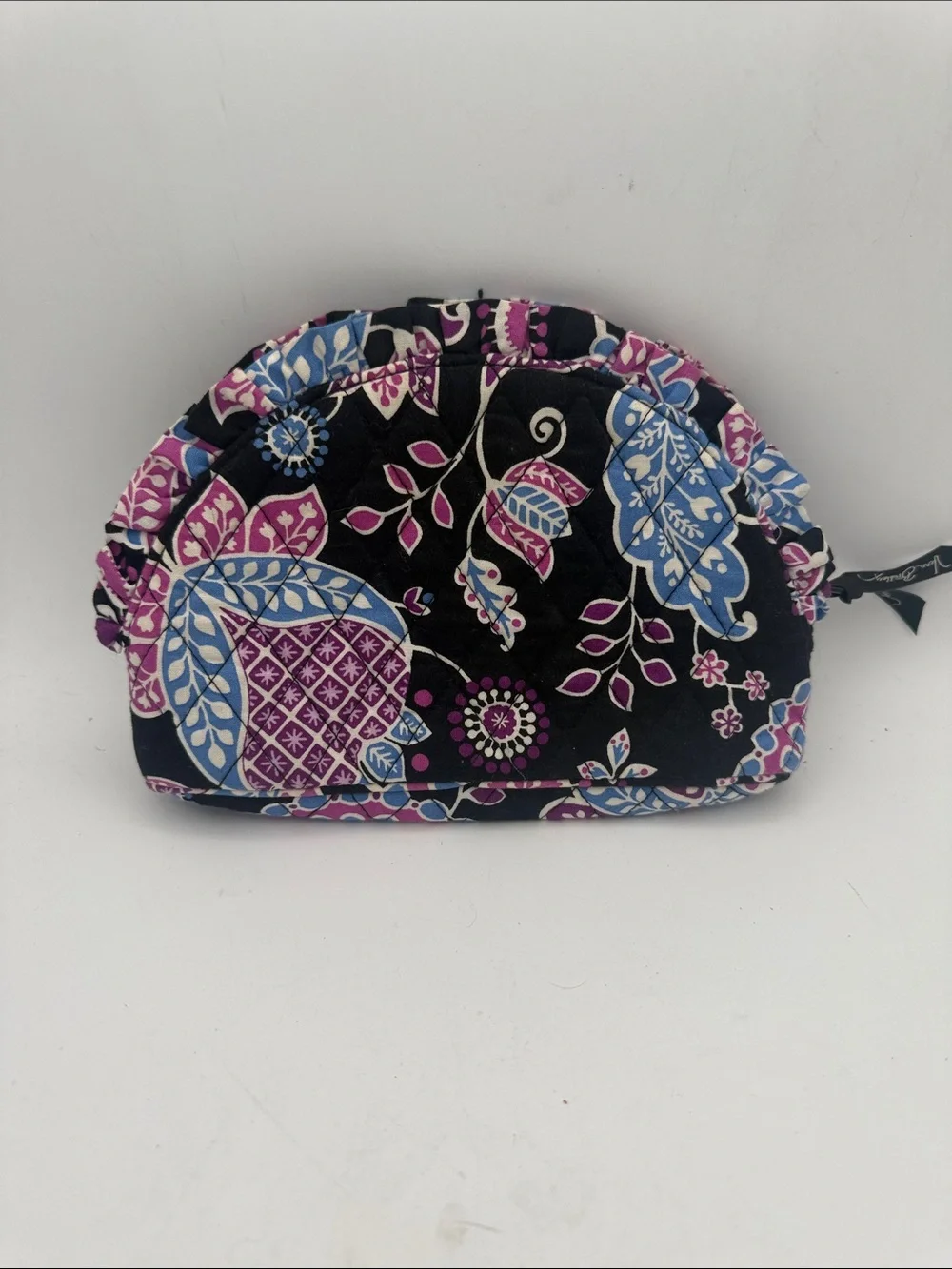 Vera Bradley Alpine  Quilted Cosmetic Bag ruffled edge 9x6”